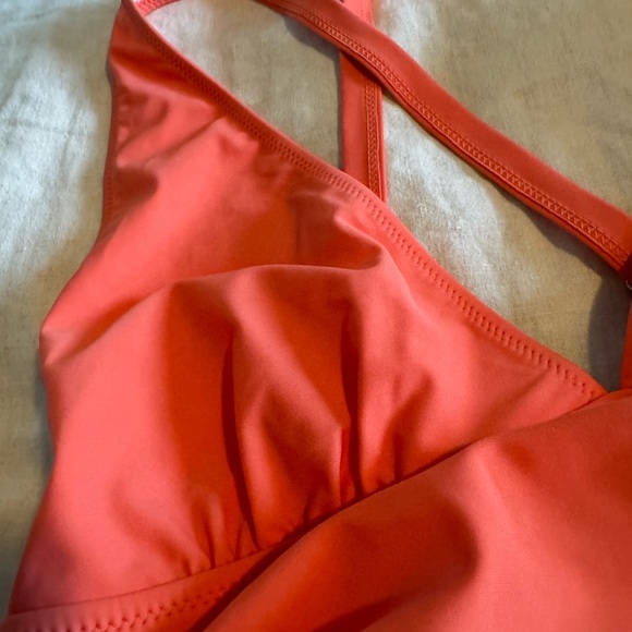TOP ONLY - Tangerine / Coral Tankini top - Picture 6 of 9